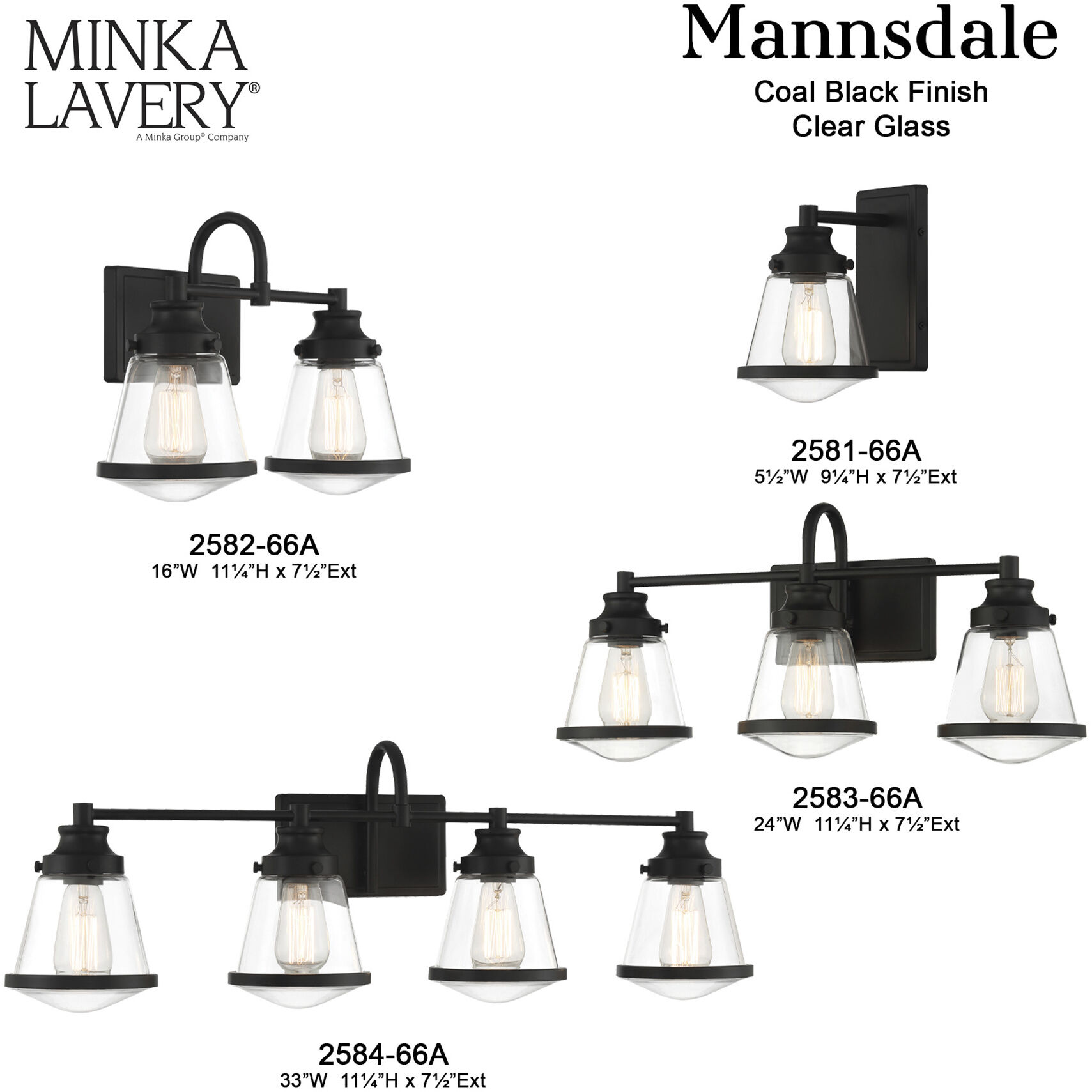 Mannsdale 4 Light 33 inch Coal Bath Vanity Wall Light